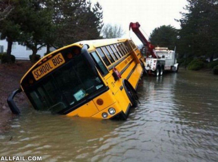 bus towing fail