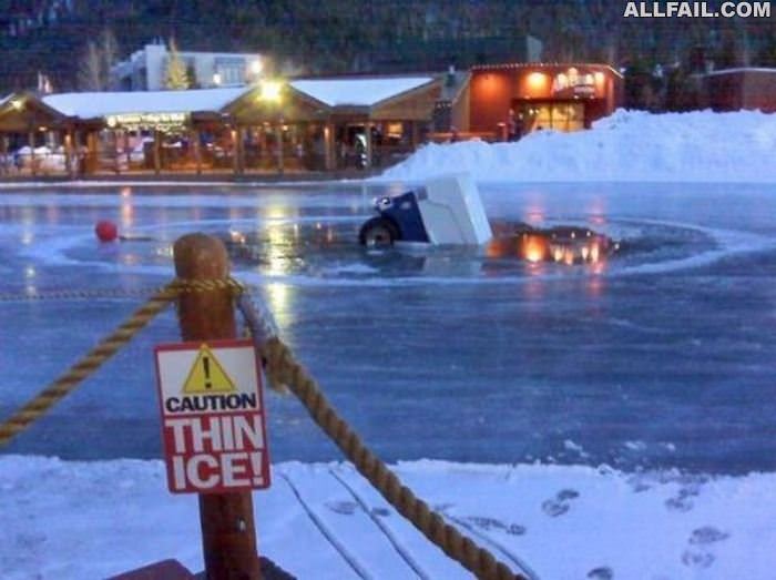 caution thin ice fail