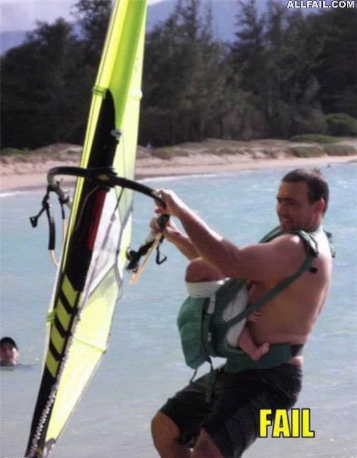 father windsurfer fail
