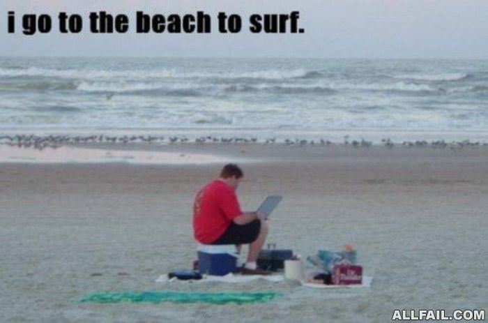 surfing at the beach